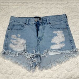 EXPRESS DISTRESSED DENIM SHORTS